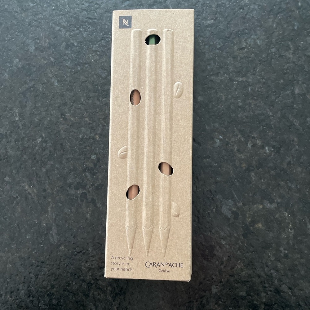 Caran d'Ache Nespresso Specialty Drawing Pencil Set. Recycled Nespresso Pods.
